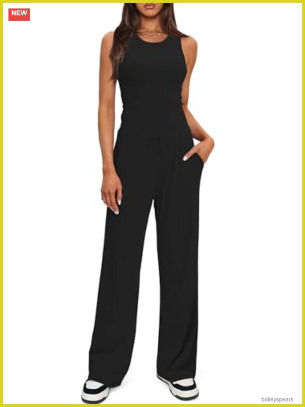 Sleeveless Tank Top and Wide Leg Pants Lounge Set